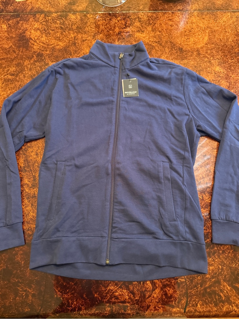 Men's Full-Zip Knit Jacket in Navy - Unknown Brand